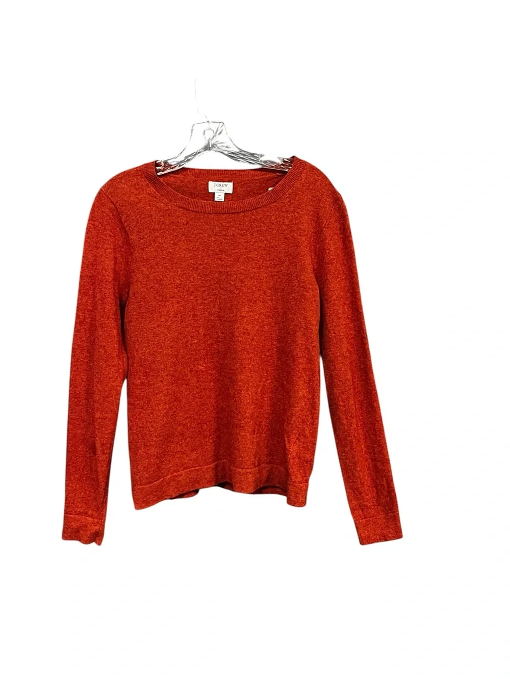 J.Crew Factory Teddie Sweater Women M Rust Merino Wool Blend Crew Neck Fitted